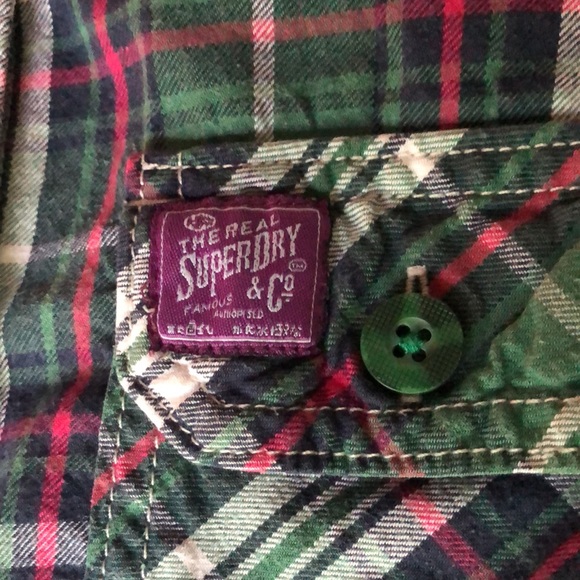 Superdry & Co ~ W’s Lumberjack Twill Green Plaid Button Down ~ Large - Picture 4 of 13